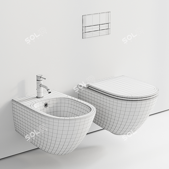  Aquatech Wall-Hung Ceramic Bathroom Set 3D model image 5