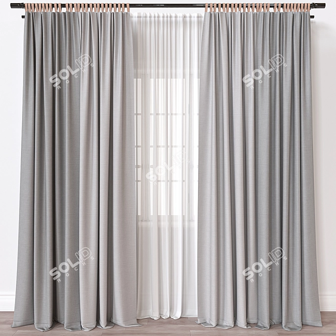  Multi-Format 3D Curtain Model 3D model image 1