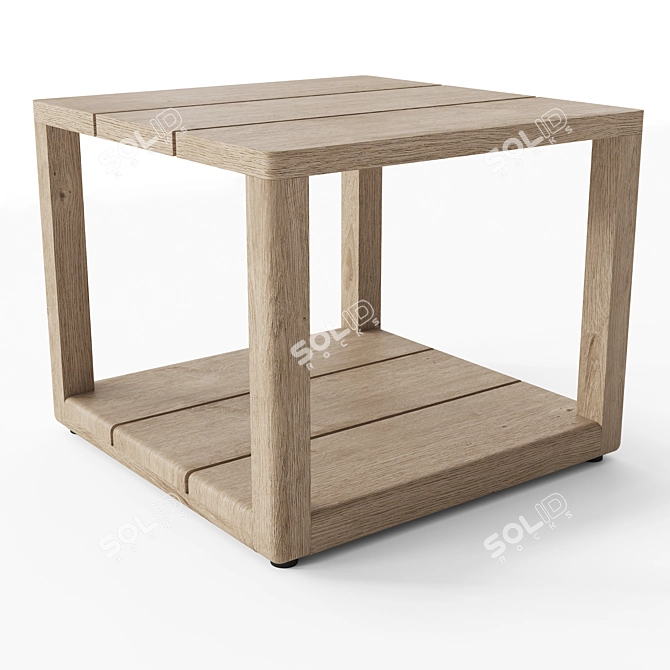 RH Belize Teak Side Table - Rustic Elegance 3D model image 1