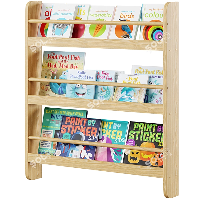 Kids Wall Bookshelf Organizer 3D model image 1