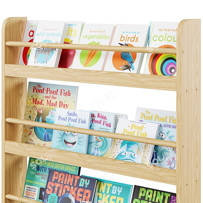 Kids Wall Bookshelf Organizer 3D model image 3