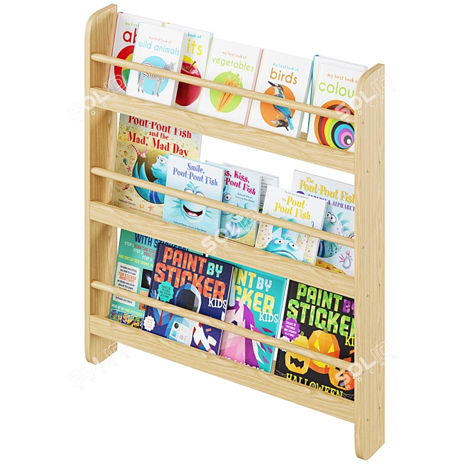 Kids Wall Bookshelf Organizer 3D model image 4