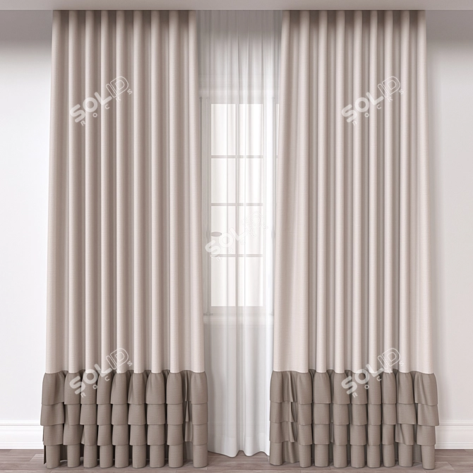 Modern Curtain Model FBX OBJ 3D model image 1