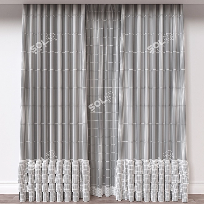 Modern Curtain Model FBX OBJ 3D model image 4