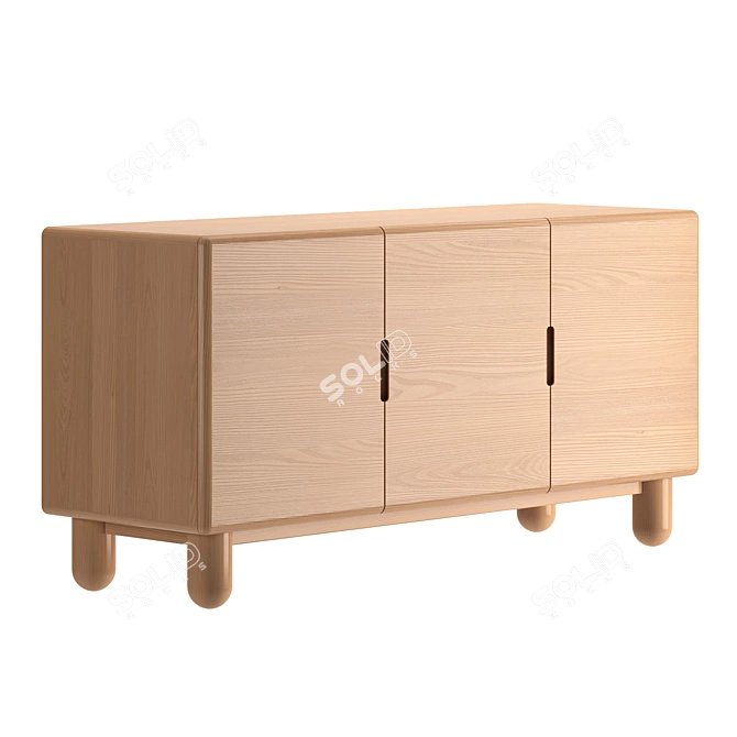 Scandinavian Style Oak Buffet 3D model image 1