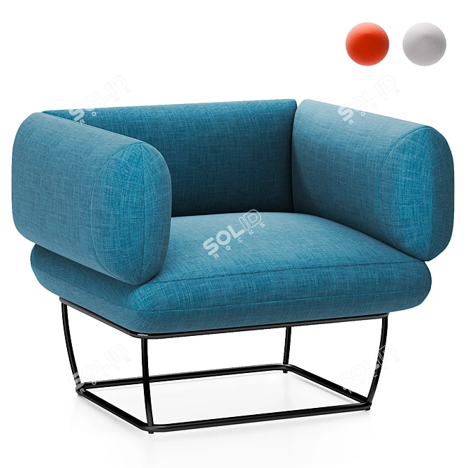 Modern Metal and Fabric Armchair 3D model image 1