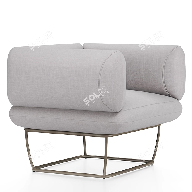 Modern Metal and Fabric Armchair 3D model image 3