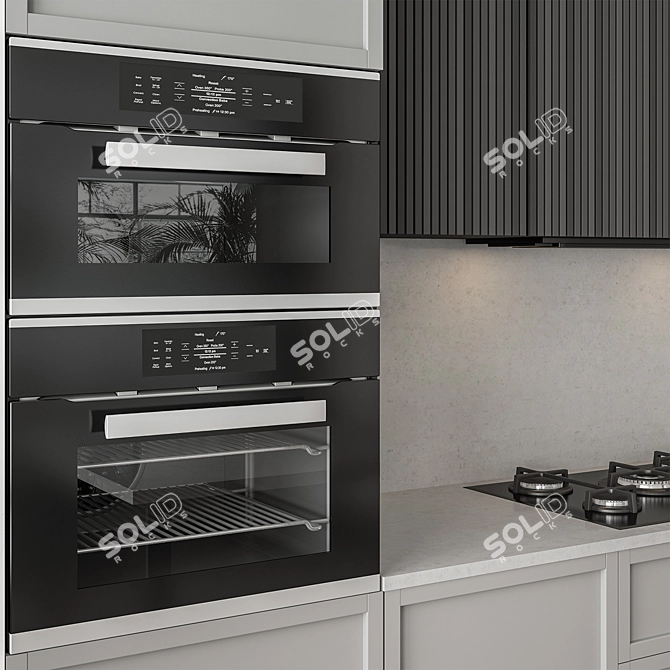 Contemporary Gray White Kitchen Cabinets 3D model image 4