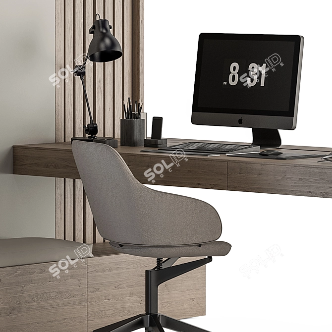 Modern Home Office Desk Set 3D model image 3