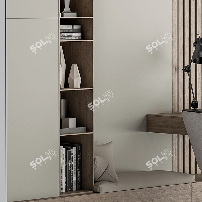 Modern Home Office Desk Set 3D model image 4