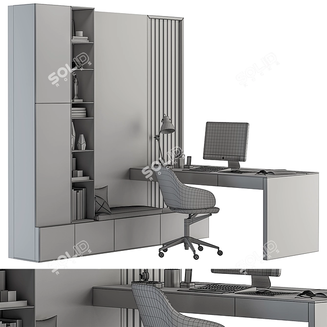 Modern Home Office Desk Set 3D model image 5