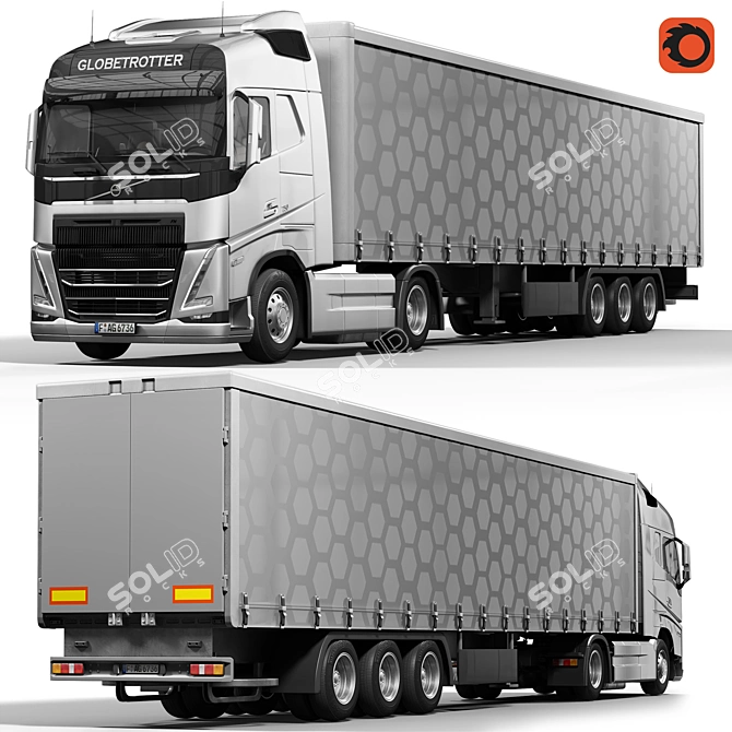 Detailed Volvo FH16 Truck Model 3D model image 1