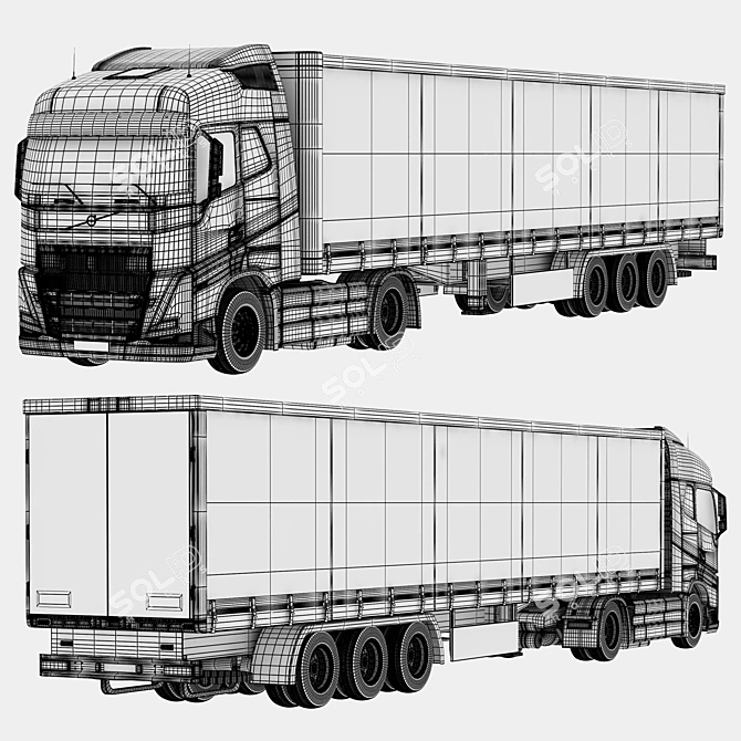 Detailed Volvo FH16 Truck Model 3D model image 4