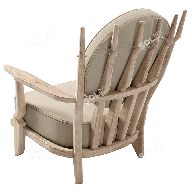 Vintage French Embroidered Armchairs 3D model image 2