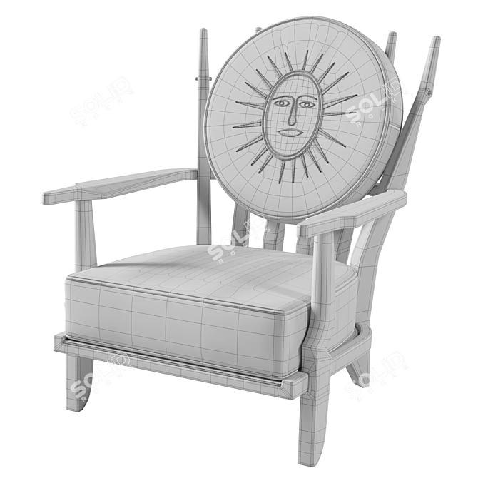 Vintage French Embroidered Armchairs 3D model image 6