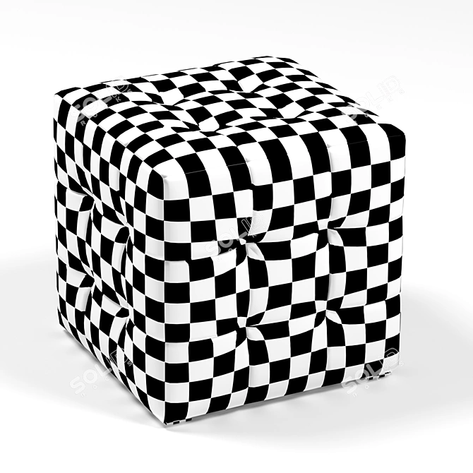 Patchwork Pouf Ottoman Stool 3D model image 3