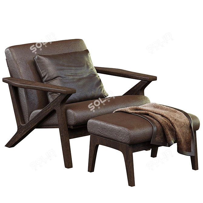 Baxston Chair and Ottoman Set 3D model image 1