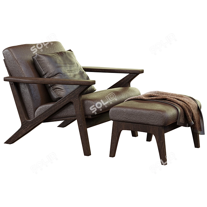 Baxston Chair and Ottoman Set 3D model image 2