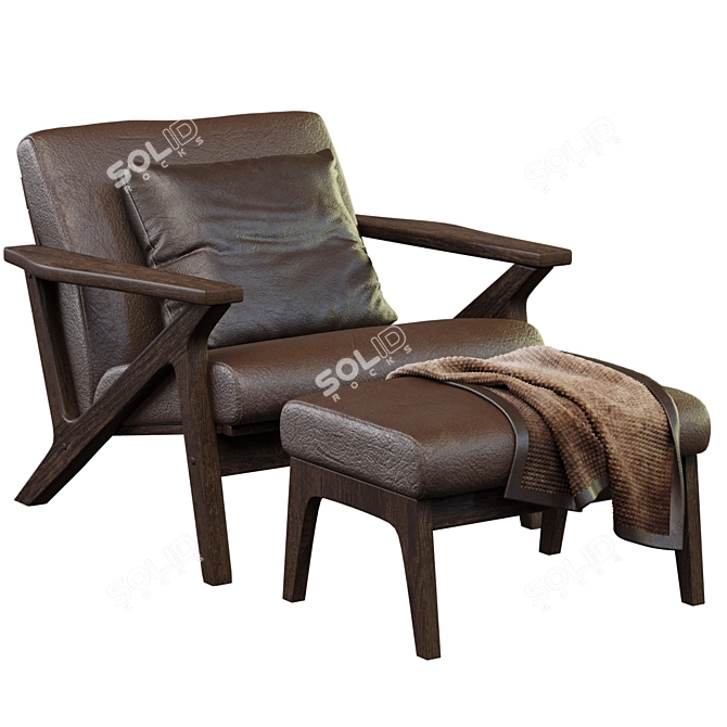 Baxston Chair and Ottoman Set 3D model image 3