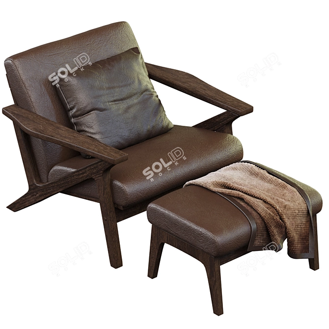 Baxston Chair and Ottoman Set 3D model image 5