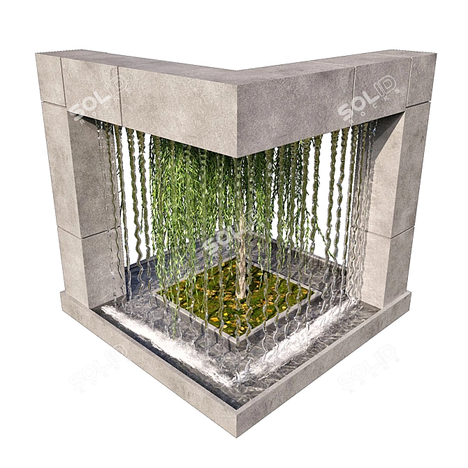 Serene Outdoor Waterfall Feature 3D model image 1