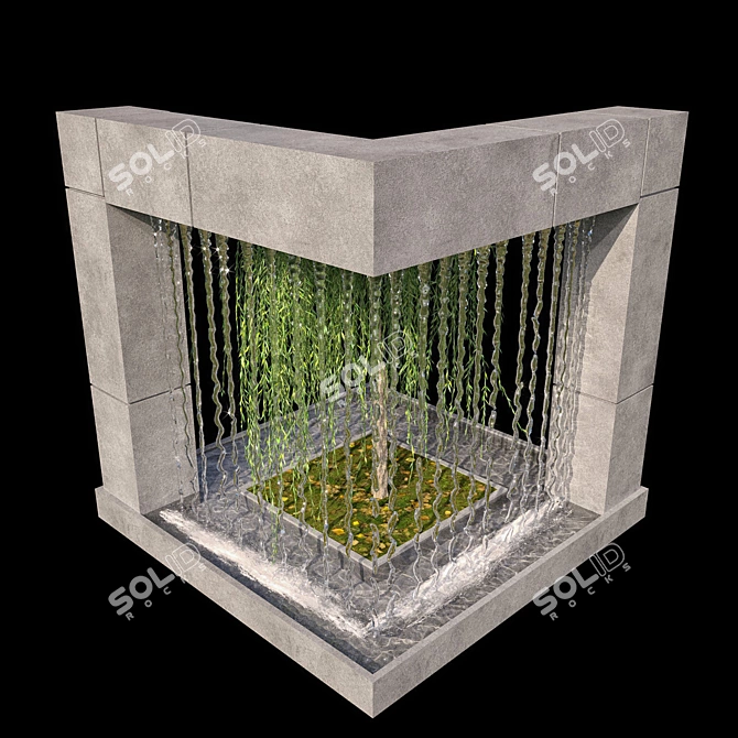 Serene Outdoor Waterfall Feature 3D model image 2