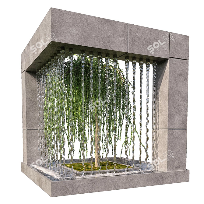 Serene Outdoor Waterfall Feature 3D model image 3