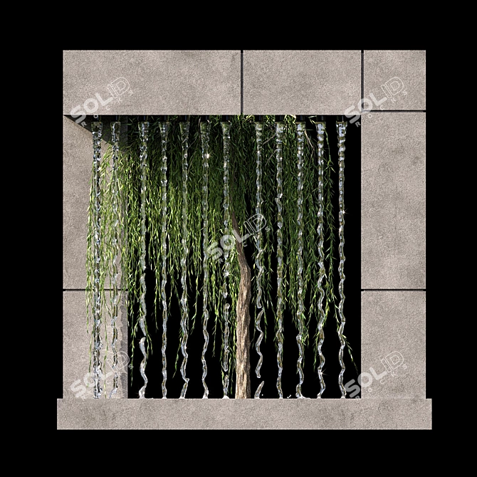 Serene Outdoor Waterfall Feature 3D model image 5