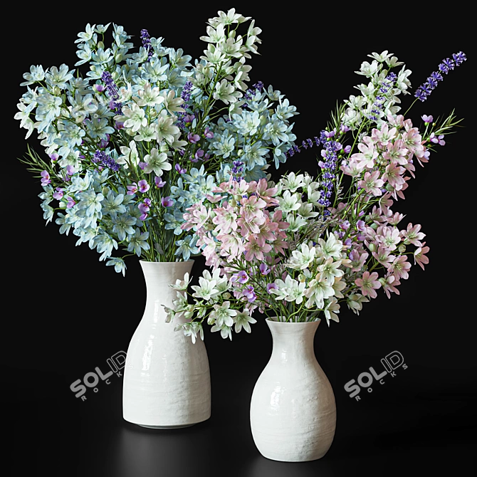 Wild Floral Bouquet Set 036 3D model image 1