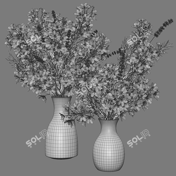 Wild Floral Bouquet Set 036 3D model image 6