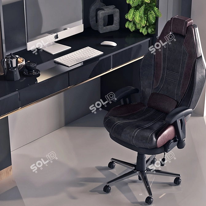 Elegant Home Office Desk Set 3D model image 5