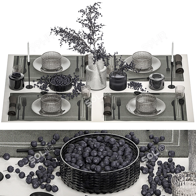 Luxury Forest Berry Table Setting 3D model image 1