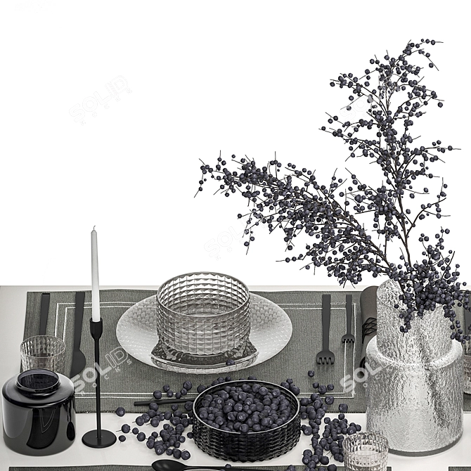 Luxury Forest Berry Table Setting 3D model image 2