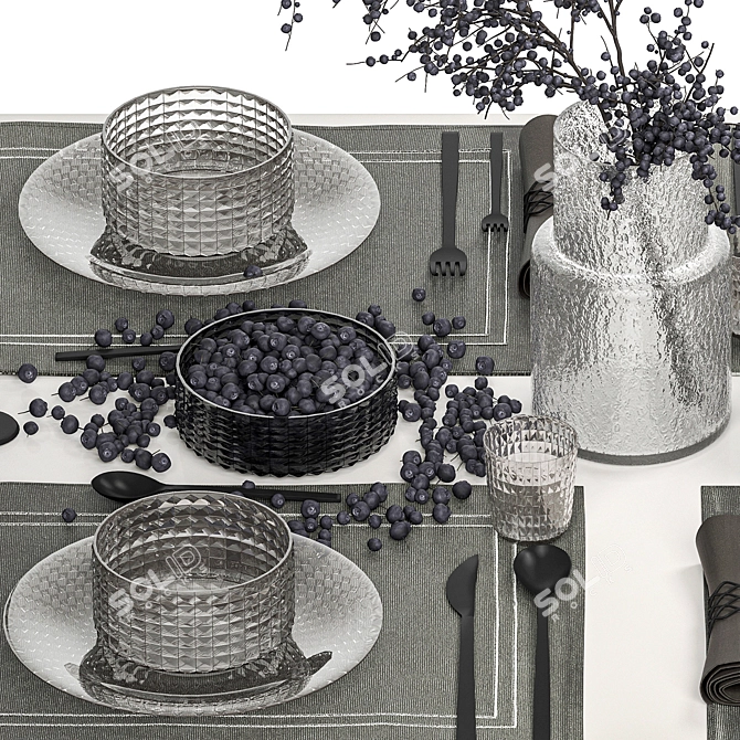 Luxury Forest Berry Table Setting 3D model image 3