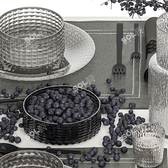 Luxury Forest Berry Table Setting 3D model image 4