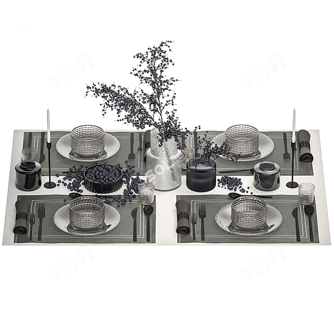 Luxury Forest Berry Table Setting 3D model image 5