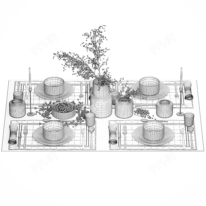 Luxury Forest Berry Table Setting 3D model image 6