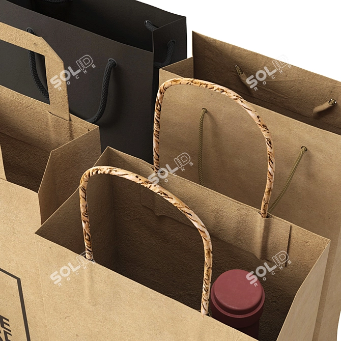 Paper Bag Set MeshSmooth Compatible 3D model image 4