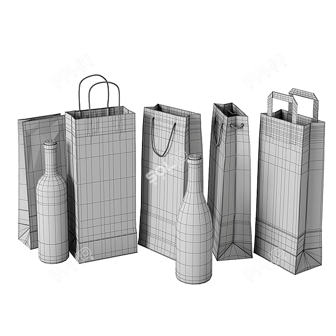 Paper Bag Set MeshSmooth Compatible 3D model image 5