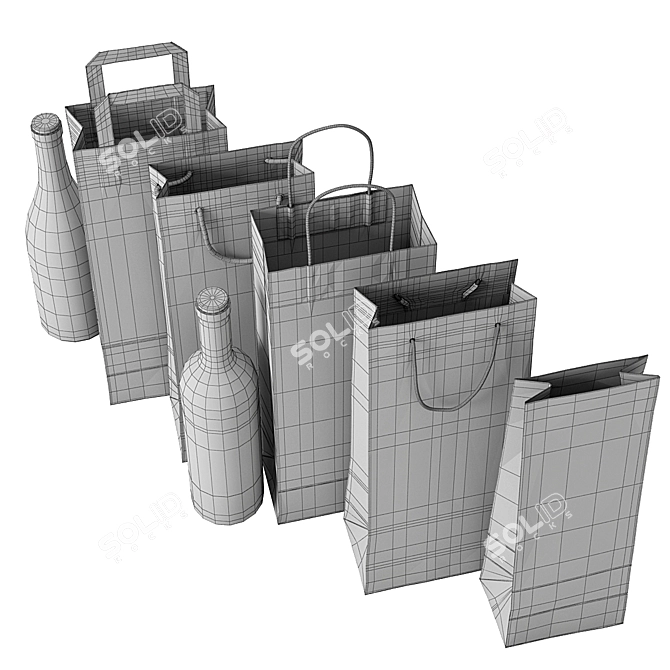 Paper Bag Set MeshSmooth Compatible 3D model image 6