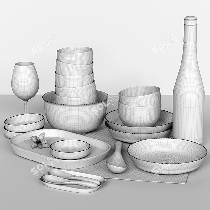 Luxury Porcelain Serveware Collection 3D model image 2