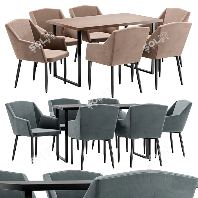 Luxury Dining Chair and Table 3D model image 1