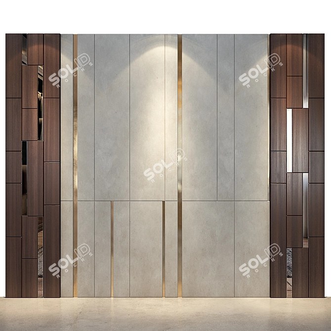 Modern Wood Fabric Metal Panel 3D model image 1