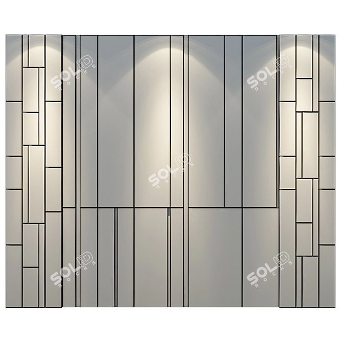 Modern Wood Fabric Metal Panel 3D model image 2