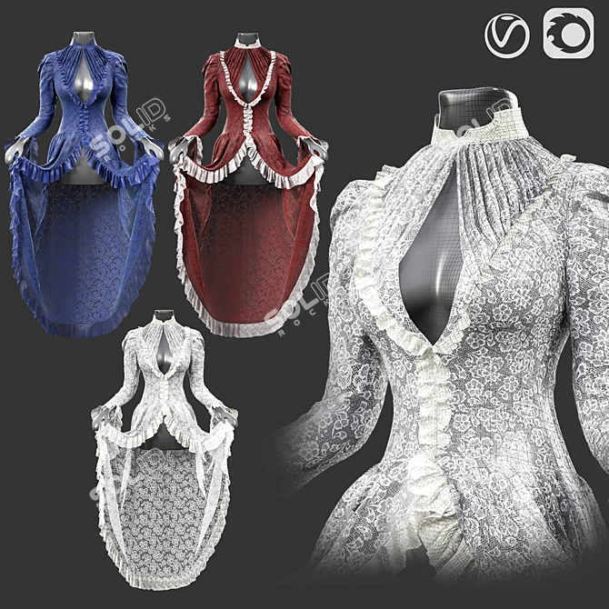 Vintage Lace Clothes Collection 3D model image 1