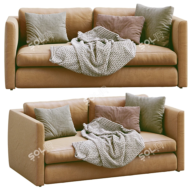 Modern Leather Sofa Model HAY 3D model image 3