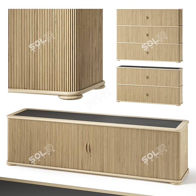 Modern Sliding Door Storage Cabinet 3D model image 2