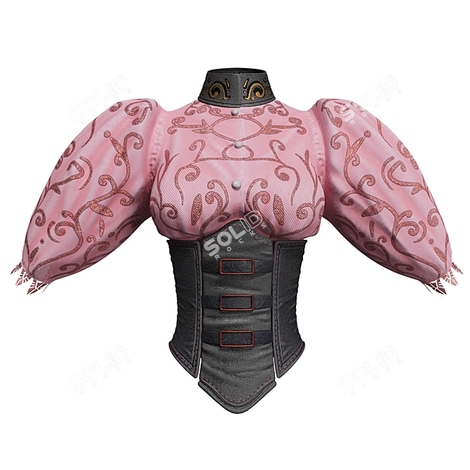 Leather Corset with Blouse 3D model image 1