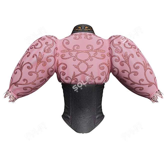 Leather Corset with Blouse 3D model image 2