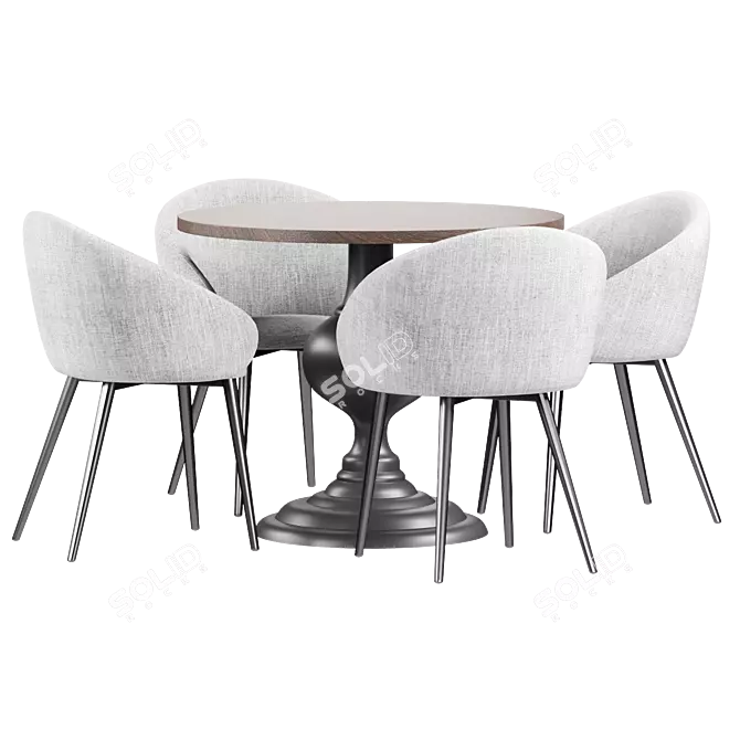 Biarits Dark Grey Velvet Dining Set 3D model image 3